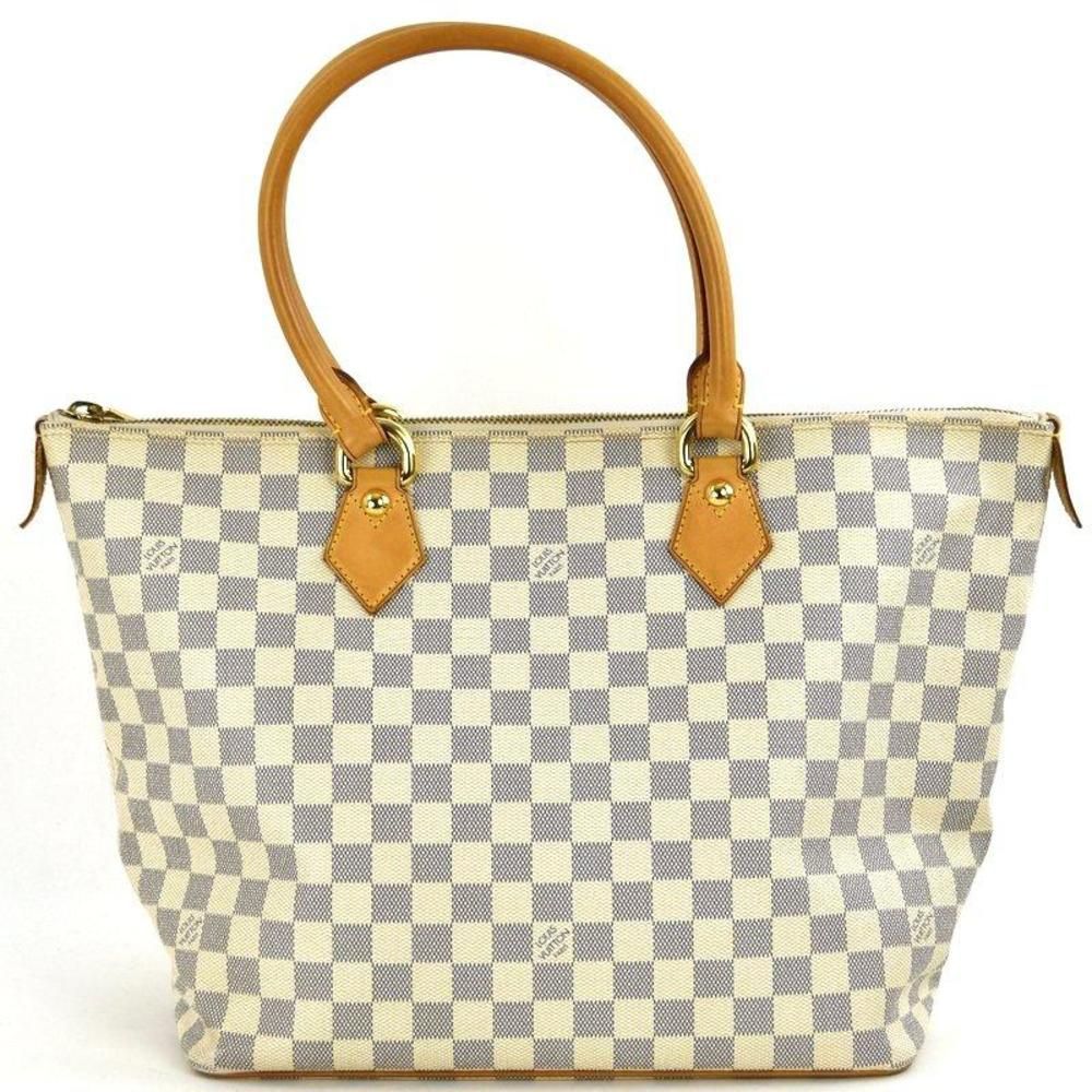 Louis Vuitton Damier Azur Saleya MM Shoulder Bag Shawl Leather